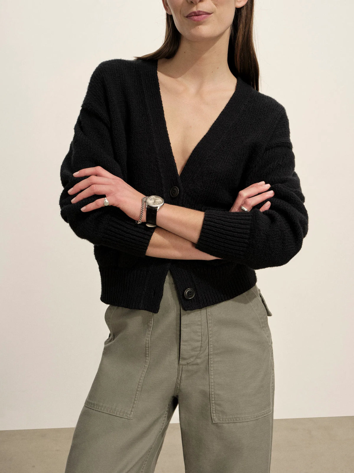 Deep Night Soft Spun Cotton Boxy Cardigan