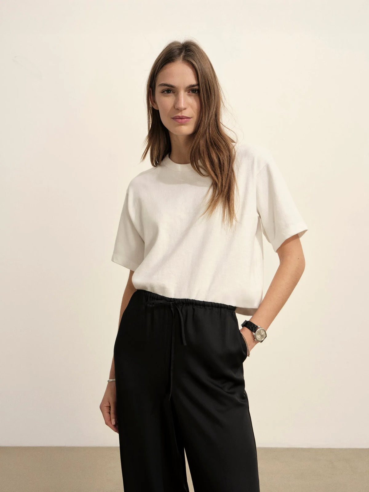 Black Duskdream Satin Pull-On Pant