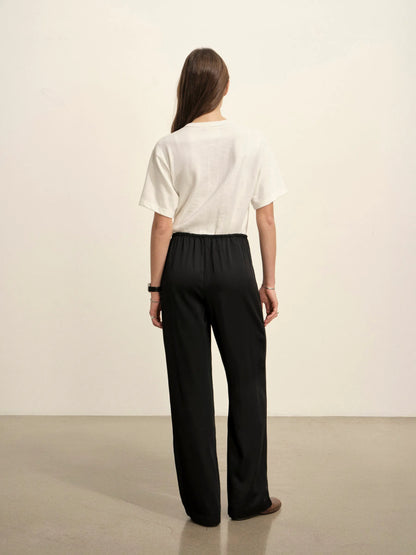 Black Duskdream Satin Pull-On Pant