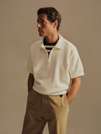 Natural Venice Wash Featherweight Terry S/S Quarter Zip