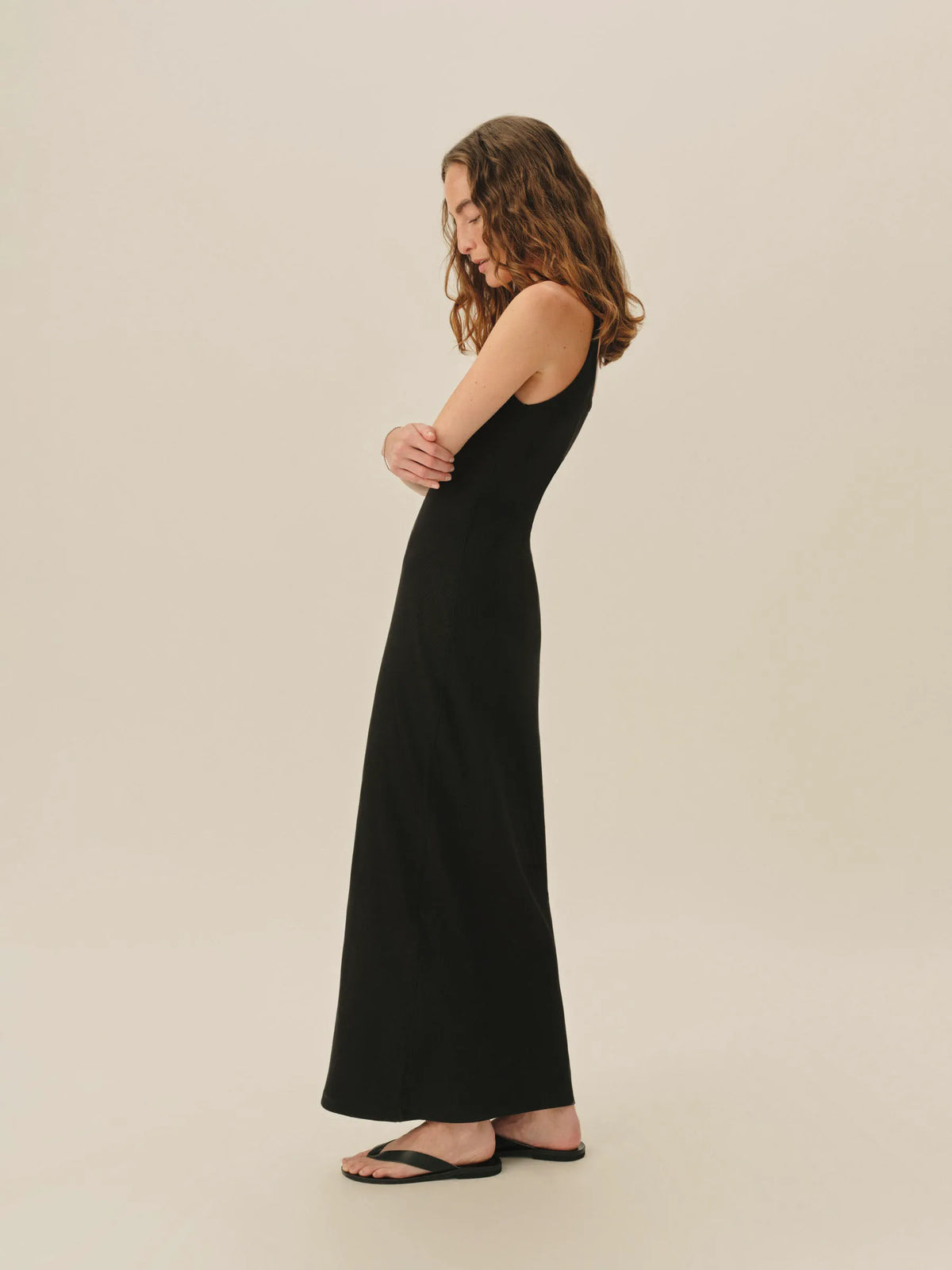 Black Surplus Rib Scoop Tank Dress