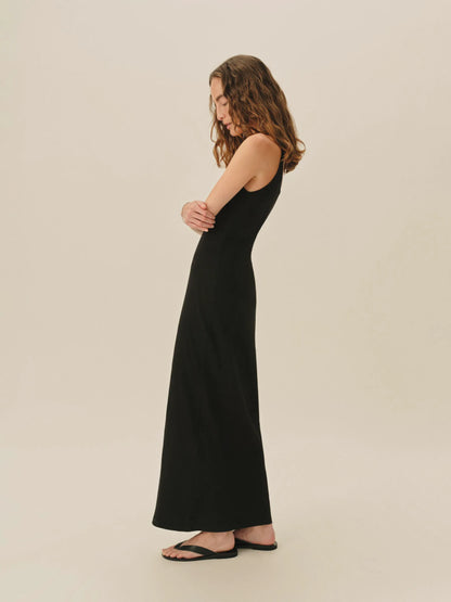 Black Surplus Rib Scoop Tank Dress