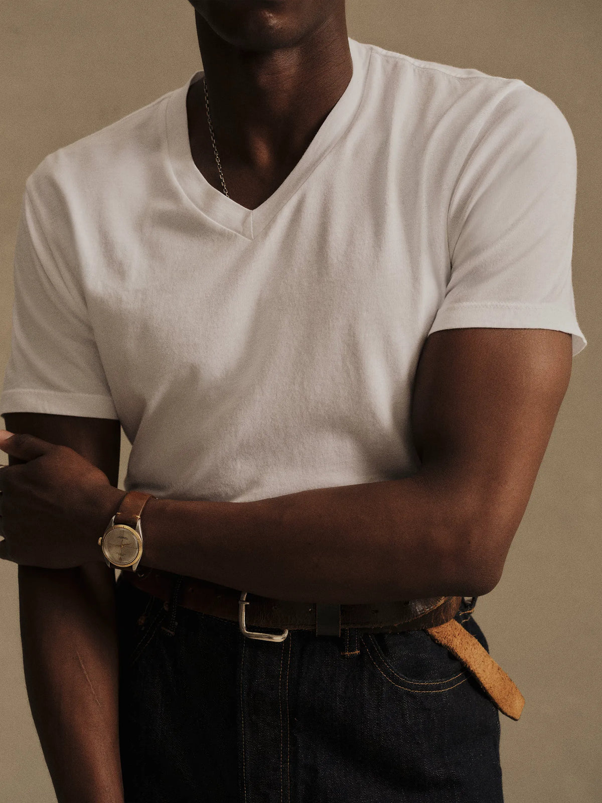 White Pima Classic V-Neck Tee