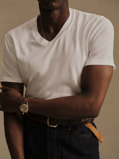 White Pima Classic V-Neck Tee