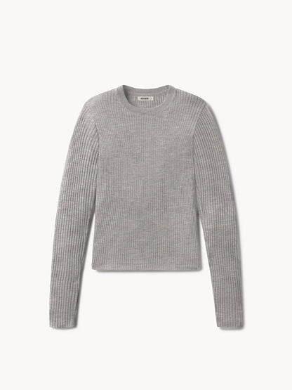 Heather Grey Featherweight Silk Cashmere L/S Crew